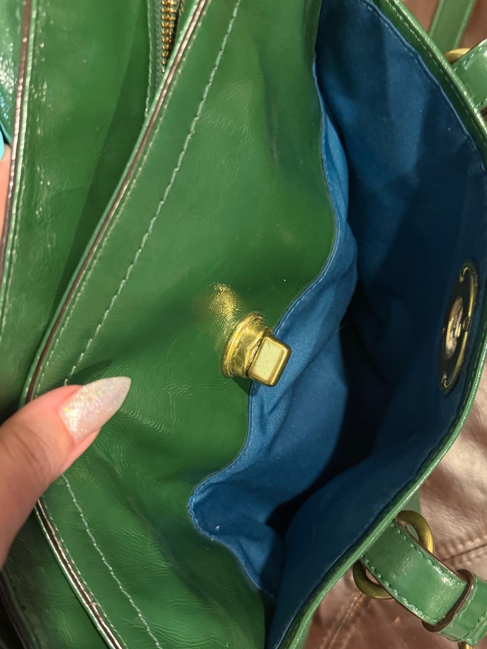 Coach Chelsea Green Patent Leather Convertible Tote/Satchel EUC - Picture 12 of 16